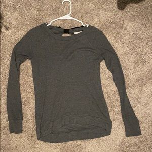Gray sweater with bow and cut out in the back